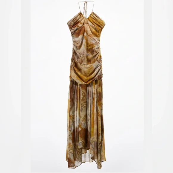 ZARA PRINTED SILK DRESS 8588/851 S NWOT - Picture 6 of 9